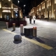 Traffic fixed bollards RB344-40 and Traffic automatic bollards RB349-15, Kyiv Food Market, Kiev, Ukraine